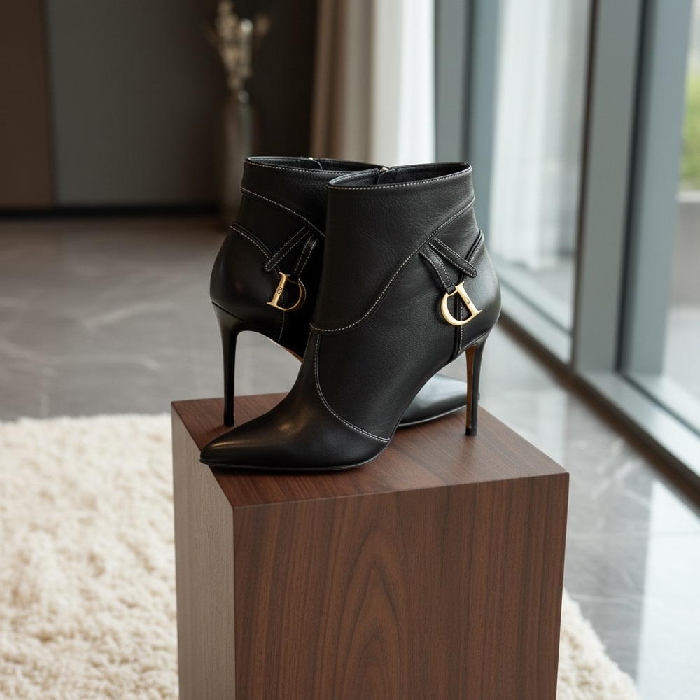Dior Black Heeled Ankle Boots